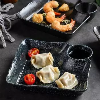 Японская обеденная тарелка Керамическая тарелка для соуса Винтажная посуда для холодных овощей Китайская тарелка для пельменей Сектор Рыбная тарелка