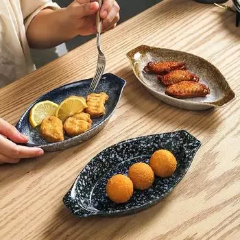 Японская печь, преобразованная в тарелку для закусок, суши, сашими, нестандартная керамическая тарелка в форме лодки, ресторан, суши-магазин 21X11CM