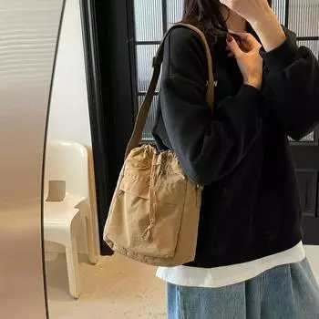 Японская персонализированная маленькая квадратная сумка женская универсальная повседневная нейлоновая сумка для мобильного телефона на шнурке сумка через плечо для поездок на работу розовый