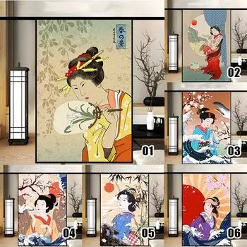 Японская пленка для окон Ukiyo-e, статическая наклейка на стекло, наклейка на раздвижную дверь ресторана, непрозрачная солнцезащитная пленка 50cmX90cm