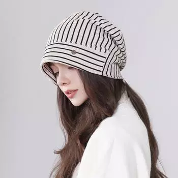 Японская полосатая шапка-пуловер, детская универсальная ворсовая шапка, свободная шапка для лица, маленькая вязаная шапка-мешок для головы, холодная шапка Tide