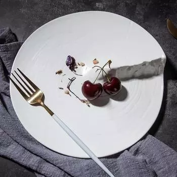 Японская посуда керамическая тарелка высококачественная характерная тарелка для стейка в ресторане Western Restaurant 8.25 inches белый