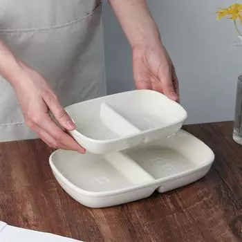 Японская простая детская посуда для дома, два отделения, отдельная обеденная тарелка, керамическая тарелка для фруктов, закусок, поднос для салата на завтрак