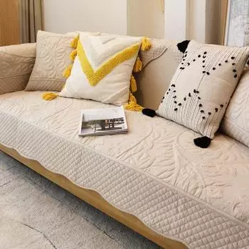 Японская простая хлопковая стеганая ткань, хлопковая подушка для дивана, универсальный нескользящий чехол на подлокотник для четырех сезонов 70*70