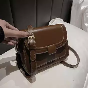 Японская простая маленькая квадратная сумка однотонная модная сумка через плечо женская сумка светло-коричневого