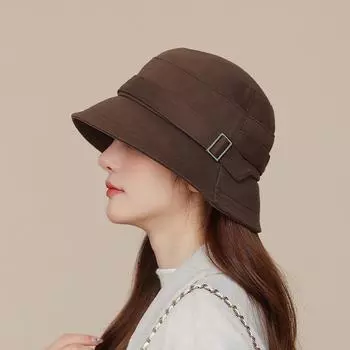 Японская простая осенне-зимняя женская шляпа-ведро, модная универсальная шляпа-ведро, демонстрирует темперамент, однотонная повседневная складная шляпа M56-58cm хаки