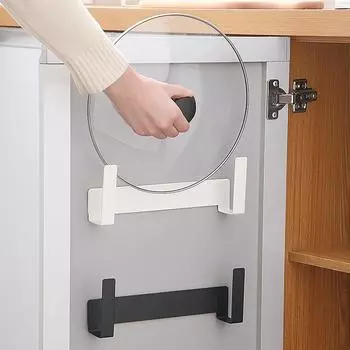 Японская простая стойка для крышек кастрюль без перфорации, многофункциональная настенная разделочная доска, стойка для хранения пластиковой пленки чёрный
