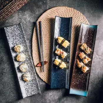 Японская прямоугольная тарелка для суши, тип тарелки, плоская тарелка, подставка, горячее блюдо, ресторан, ресторан, керамическая тарелка, гарнир, тарелка