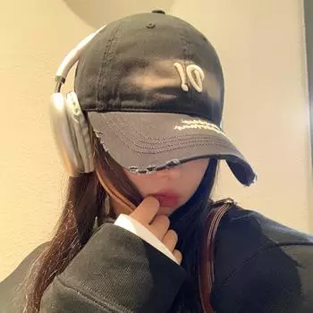 Японская ретро-бейсболка с вышивкой в виде буквы D, мягкая верхняя часть, женская, весна-лето, повседневная, универсальная, маленькая старая кепка M56-58cm чёрный