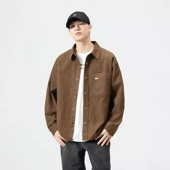 Японская ретро-кофейная рубашка Tooling, мужская свободная рубашка большого размера, повседневная молодежная рубашка, куртка, топ Tide M хаки