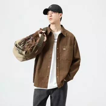 Японская ретро-кофейная рубашка Tooling, мужская свободная рубашка большого размера, повседневная молодежная рубашка, куртка, топ Tide M хаки
