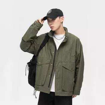 Японская ретро-куртка мужская свободная и красивая походная куртка с капюшоном модная функциональная куртка для инструментов M армия зеленый
