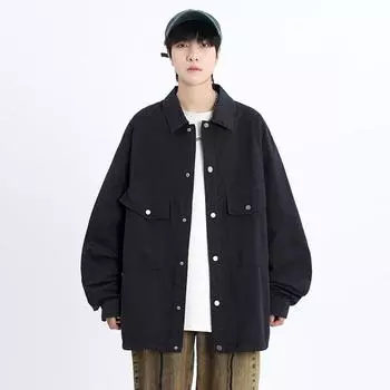 Японская ретро-куртка с длинными рукавами, мужская, весна-осень, новая свободная повседневная рубашка, американская модная брендовая красивая куртка M