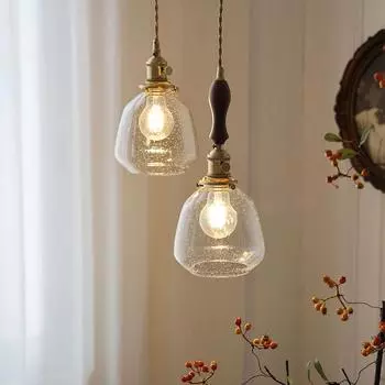 Японская ретро-люстра из стекла, скандинавская простая ресторанная веранда, балкон, эркер, проход, латунная люстра-пузырь прозрачный