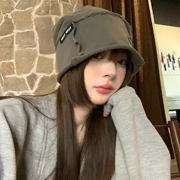 Японская ретро-мешковая шапка для детей, пустошь, ветер, большая версия, стираная шапка-мешок, универсальная повседневная пара, защита ушей, холодная шапка для мужчин M56-58cm серый