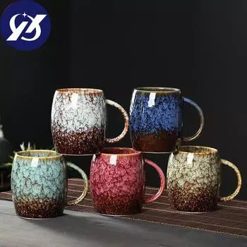 Японская ретро-печь для смены глазурованной керамики, креативная кофейная кружка для молока, большая вместимость, простая чайная чашка, пара чашек для воды