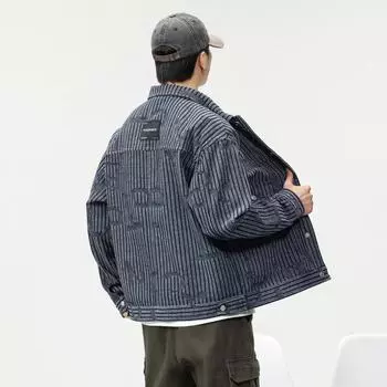 Японская ретро-рубашка для инструментов, мужская универсальная, свободная, большого размера, повседневная, мужская рубашка, куртка, топ-тренд M синий