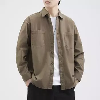 Японская ретро-рубашка Tooling мужская хаки универсальная свободная большого размера повседневная рубашка куртка топ прилив M хаки