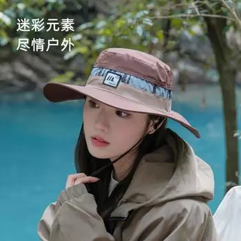 Японская ретро-шляпа-ведро с камуфляжным принтом, летняя шляпа для походов и кемпинга с большими полями, защита от солнца, повседневные мужские и женские кепки 56-58cm хаки