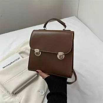 Японская ретро универсальная сумка женская 2024 новый однотонный рюкзак для студентов маленький рюкзак чёрный