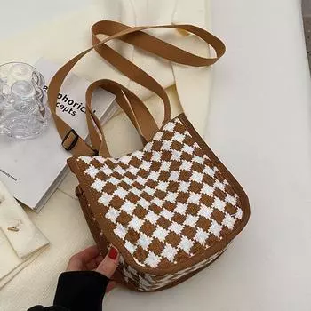 Японская ромбовидная парусиновая сумка-мессенджер для студенток, универсальная сумка через плечо для выхода коричневый