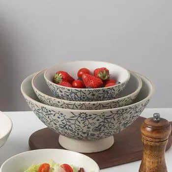 Японская ручная работа грубая керамика миска для лапши рамен ретро бытовая высокая бамбуковая шляпа миска керамическая термостойкая большая миска