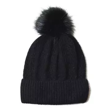 Японская шапка с помпоном из лисьего меха кролика, женская дизайнерская вязаная шапка со знаком M, осенне-зимняя теплая защитная шапка для ушей, шапка-бини 56-59cm