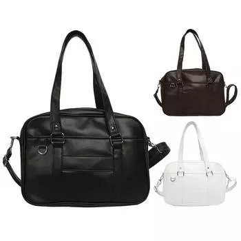 Японская школьная сумка из искусственной кожи Ita Bag с регулируемым ремешком Kawaii Сумка на плечо с застежкой-молнией Сумка для подмышек для женщин чёрный