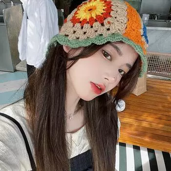 Японская шляпа рыбака с цветочным узором, женская вязаная шерстяная шапка Xia Hyun Ya Feng, осенне-зимняя панама M56-58cm
