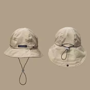 Японская шляпа рыбака с завязками на шнурке, универсальная для прогулок на свежем воздухе в любое время года, солнцезащитная и солнцезащитная шляпа M56-58cm чёрный