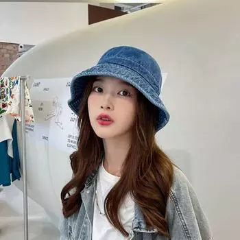Японская шляпа с большими полями, показывающая лицо маленькой девочки, простая шляпа, закрывающая лицо, мужская шляпа корейской версии, универсальная шляпа для пары, джинсовая шляпа-ведро