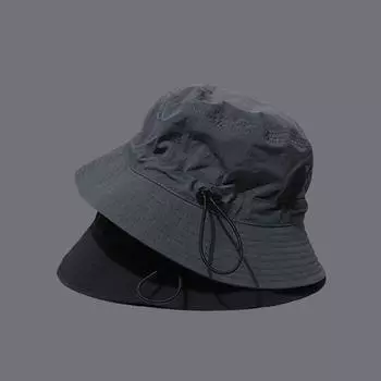 Японская шляпа-тазик, уличная, быстросохнущая, регулируемая, со шнурком, летняя, ветрозащитная, мужская и женская, общий стиль, складная M56-58cm чёрный