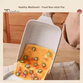 Японская сковорода тамагояки с деревянной ручкой с антипригарным покрытием, прямоугольный омлет, машина для приготовления яичных рулетов, стейк, сковорода тамаго, кухонные инструменты, посуда чёрный