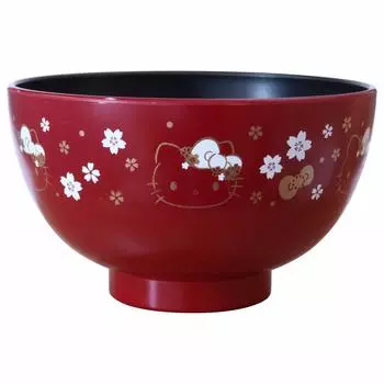 Японская столовая посуда Kaneshotouki Sanrio Hello Kitty, лакированная суповая миска M Sakura 312526 Сделано в Японии Hello Kitty красный