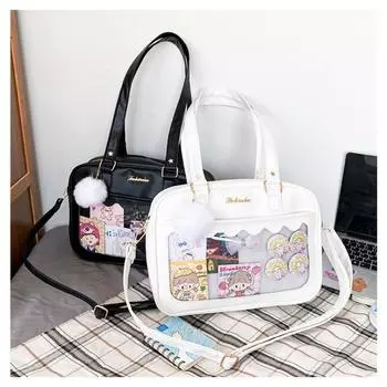 Японская студенческая сумка в стиле колледжа, модная сумка через плечо, симпатичная сумка через плечо 33x10x24cm белый