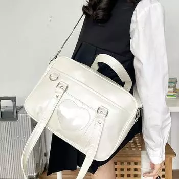 Японская сумка JK Uniform через плечо, сумка-мессенджер для путешественников в студенческом стиле, рюкзак Love Backpack для студентов, мягкая женская сумка из искусственной кожи One size чёрный