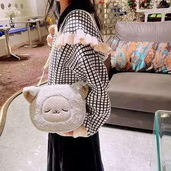 Японская сумка Kawaii, женская плюшевая сумка с рисунком из мультфильма, женская сумка через плечо, небольшой мобильный кошелек белый