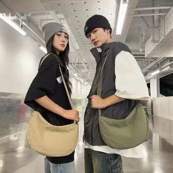 Японская сумка-мессенджер на одно плечо, новая женская простая и легкая нейлоновая сумка, универсальная водонепроницаемая однотонная сумка-мессенджер белый