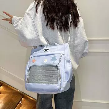 Японская сумка-тоут с изображением значка, прозрачная школьная сумка для студентов, простая холщовая сумка через плечо для женщин хаки