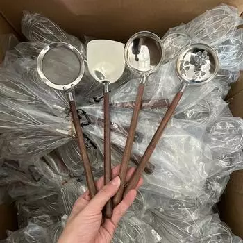 Японская суповая ложка из нержавеющей стали 304 с длинной ручкой из орехового дерева, устойчивая к ожогам, креативная кухня, десертные ложки, столовые приборы