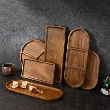 Японская тарелка для фруктов из цельного дерева, оптовая продажа с фабрики, деревянный поднос, многоразмерный поднос для фруктов, тарелка для закусок