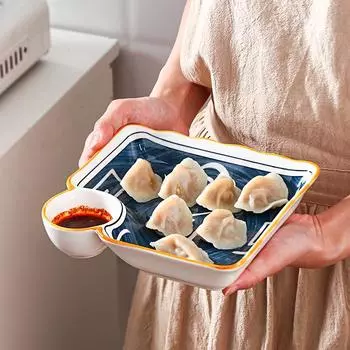 Японская тарелка для пельменей Керамическая тарелка для суши с соусом и маленькой тарелкой Ресторанная западная посуда для сервировки блюд
