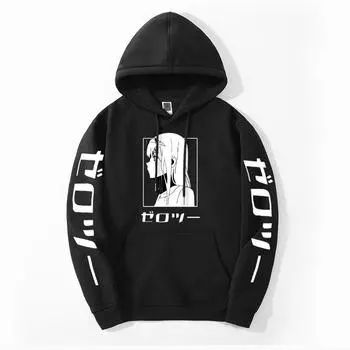 Японская толстовка с капюшоном Darling In Franxx 02, крутая толстовка унисекс с рисунком для мужчин и женщин, толстовки унисекс S чёрный
