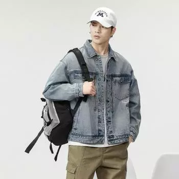 Японская тяжелая ретро джинсовая куртка мужская свободная большого размера тренд красивая верхняя куртка с инструментами прилив M синий