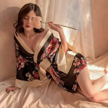 Японская юката сексуальная японская эротическая пижама Ямато Надешико [LIKENNY] Комплект из 3 предметов, косплей, куртизанка, кимоно, стиль, соблазн, нижнее белье,