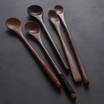 Японская винтажная бревенчатая ложка смешивание ложка длинная ручка лента Nancoon мед смешивание ложка