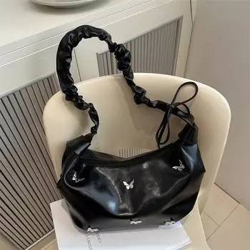 Японская высококачественная большая плиссированная сумка-мессенджер с нишевым дизайном, универсальная сумка через плечо с бабочкой для поездок на работу, сумка для пельменей серебряный