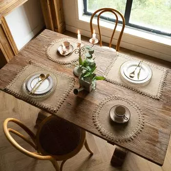 Японская западная еда мат корейский джут уличная вечеринка американский юго-восток Азии однотонный кружевной обеденный стол изоляционный мат подставка placemat round 30cm
