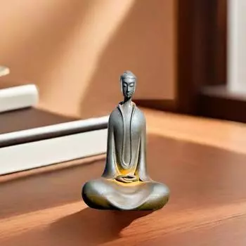 Японская железная статуэтка Будды Дзадзэн, миниатюрная чугунная статуэтка монаха, настольная скульптура Будды для медитации, декор для дома в стиле дзен S A