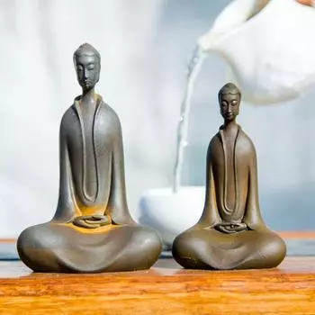 Японская железная статуэтка Будды Дзадзэн, миниатюрная чугунная статуэтка монаха, настольная скульптура Будды для медитации, декор для дома в стиле дзен S A